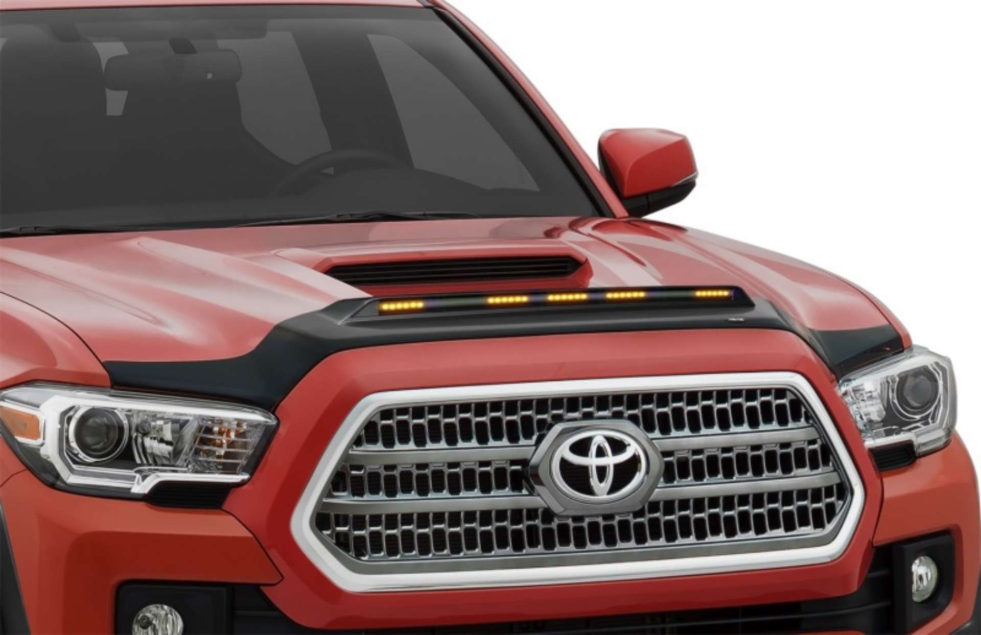 Picture of AVS 2016-2019 Toyota Tacoma Aeroskin Low Profile Hood Shield w- Lights - Black