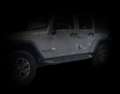 Picture of DV8 Offroad 07-18 Jeep Wrangler JK Plated Steel Rock Slider Steps - Matte Black 4 Door Only