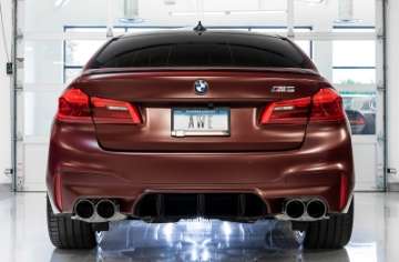 Picture of AWE Tuning 18-19 BMW M5 F90 4-4T AWD Cat-back Exhaust - Track Edition Chrome Silver Tips