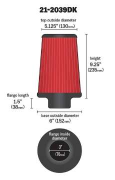 Picture of AEM 3 inch x 9 inch DryFlow Air Filter