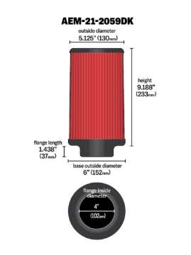 Picture of AEM 4 inch x 9 inch Dryflow Element Filter Replacement