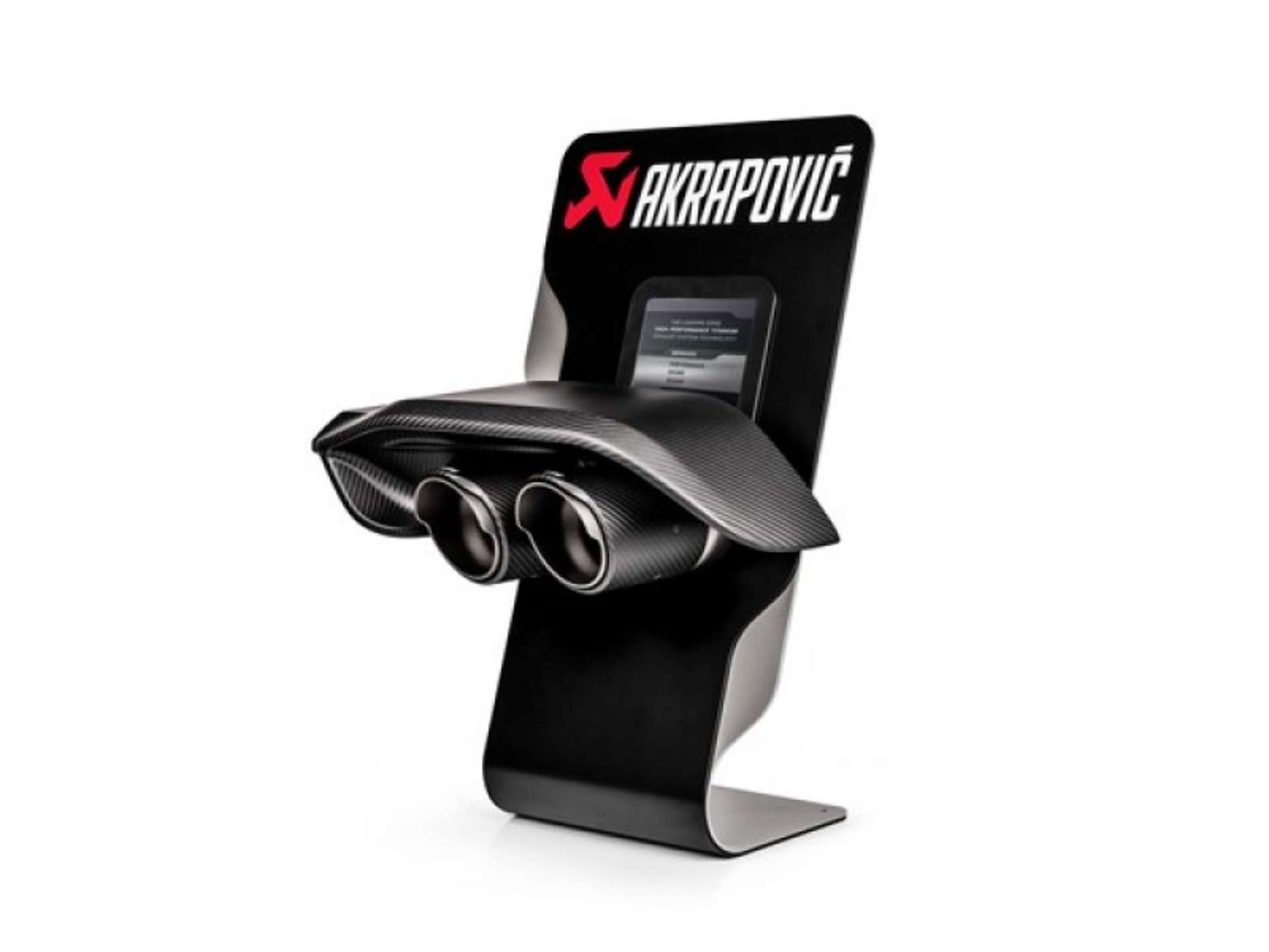 Picture of Akrapovic Counter Display with Sample Tail Pipe Set and Carbon Diffuser High Gloss