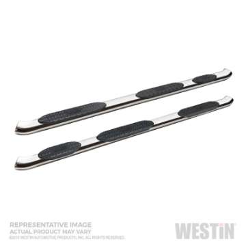 Picture of Westin 2019 Chevrolet Silverado Crew Cab PRO TRAXX 5 W2W Oval Nerf Step Bars - Stainless Steel