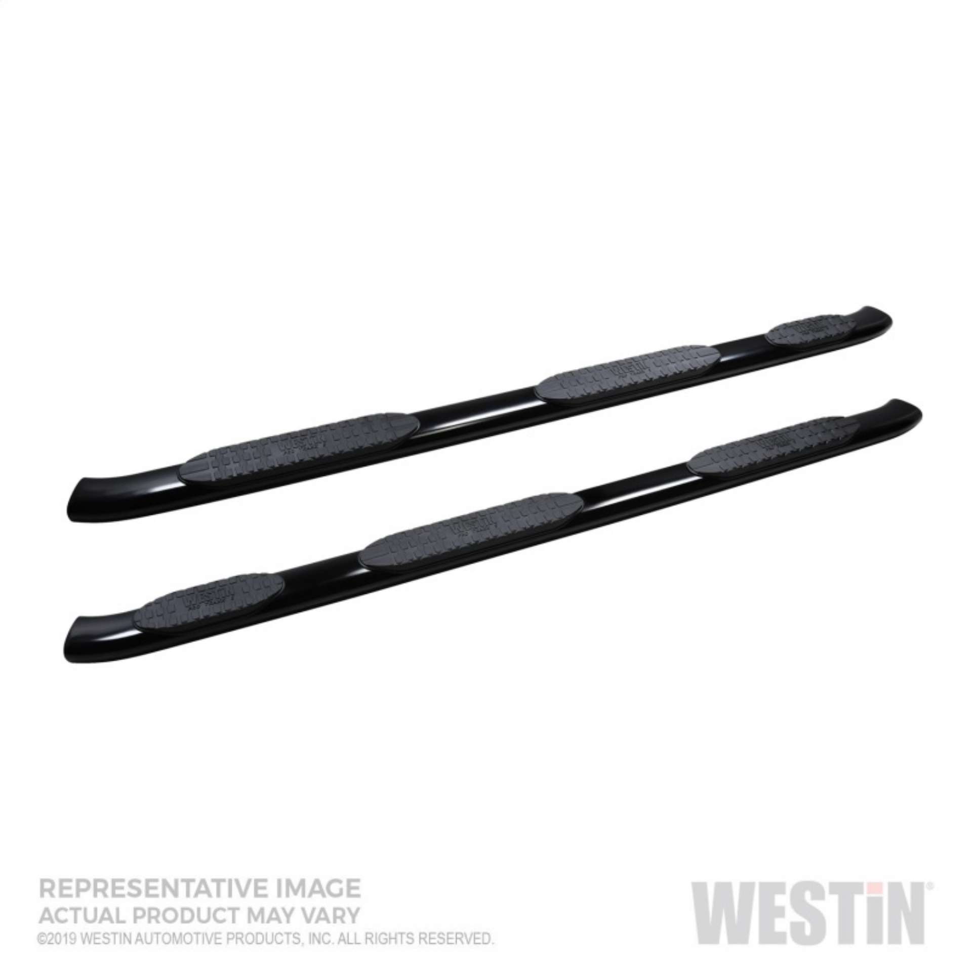 Picture of Westin 2019 Chevrolet Silverado Double Cab w- 6-5in Bed PRO TRAXX 5 W2W Oval Nerf Step Bars - Black