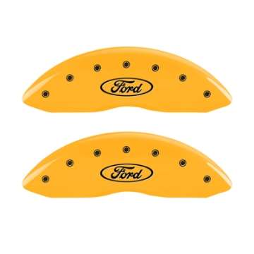 Picture of MGP 4 Caliper Covers Engraved F & R Oval Logo-Ford Yellow Finish Black Char 2003 Ford Crown Victoria