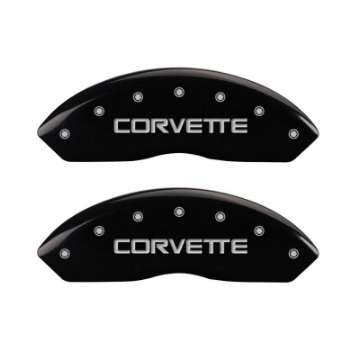 Picture of MGP 4 Caliper Covers Engraved F & R C4-Corvette Black Finish Silver Char 1988 Chevrolet Corvette