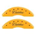 Picture of MGP 4 Caliper Covers Engraved F & R Cursive-Cadillac Yellow Finish Black Char 2017 Cadillac CT6