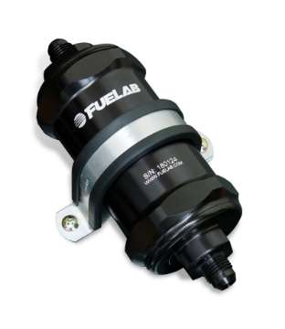 Picture of Fuelab 818 In-Line Fuel Filter Standard -8AN In-Out 10 Micron Fabric - Black