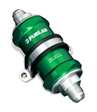 Picture of Fuelab 818 In-Line Fuel Filter Standard -12AN In-Out 40 Micron Stainless - Green