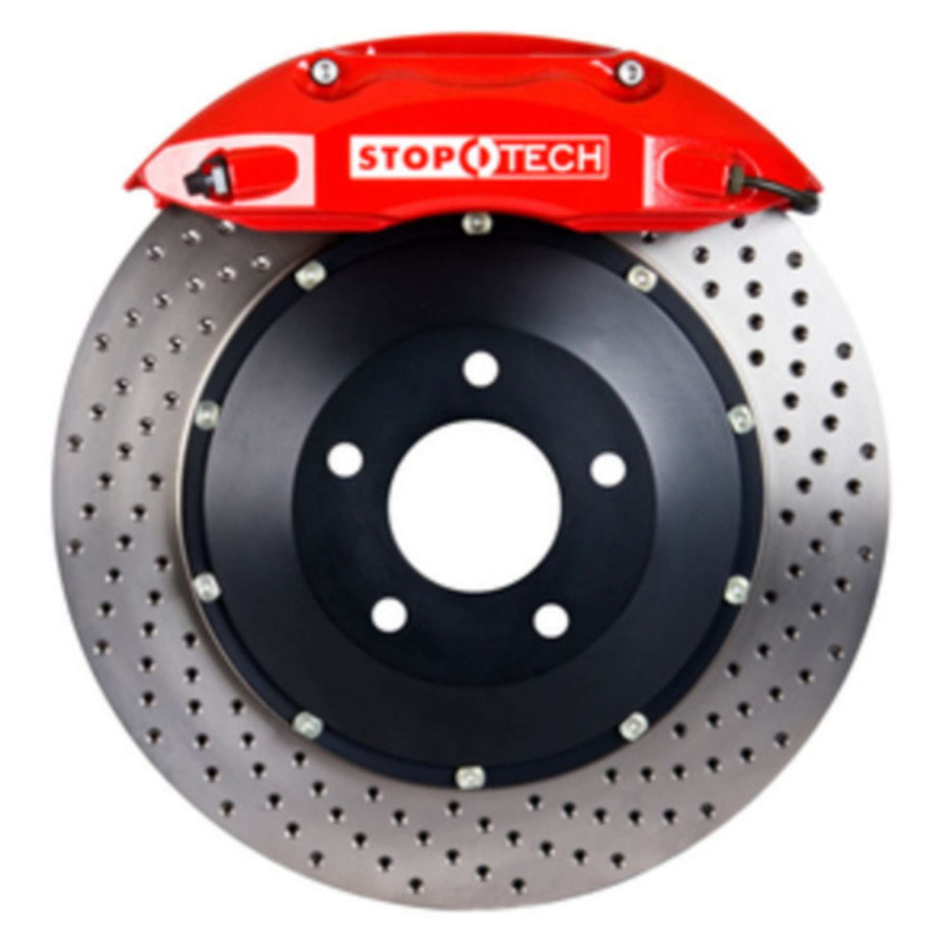 Picture of StopTech 93-95 Mazda RX7 Front BBK w-Red ST-40 Calipers Drilled 332x32mm Rotors