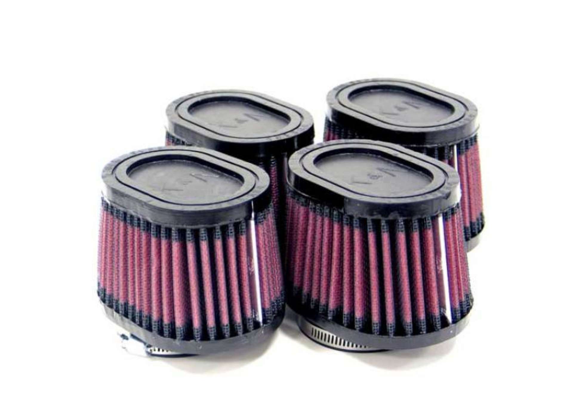 Picture of K&N Universal Rubber Filter 2-125in Flange ID-3in x 4in Tapered Oval-2-75in Height 4 Filters