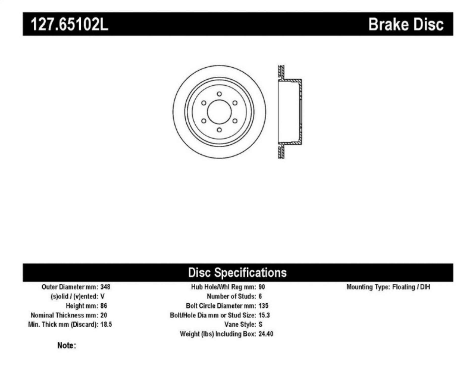 Picture of StopTech 04-09 Ford F150 - 06-08 Lincoln Mark LT Rear Left Slotted & Drilled Rotor