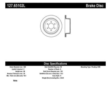 Picture of StopTech 04-09 Ford F150 - 06-08 Lincoln Mark LT Rear Left Slotted & Drilled Rotor