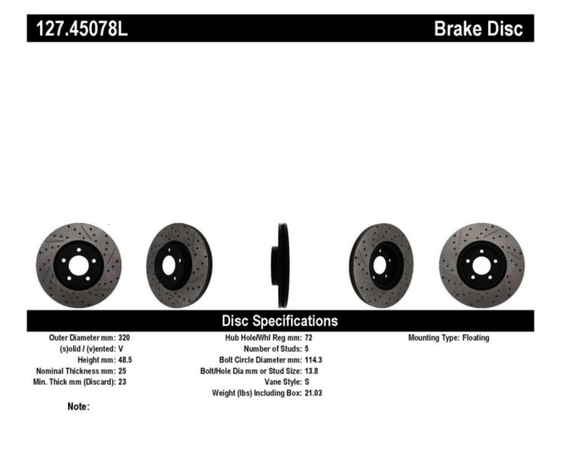 Picture of StopTech 07-09 Mazda 3 Left Front Slotted & Drilled Rotors