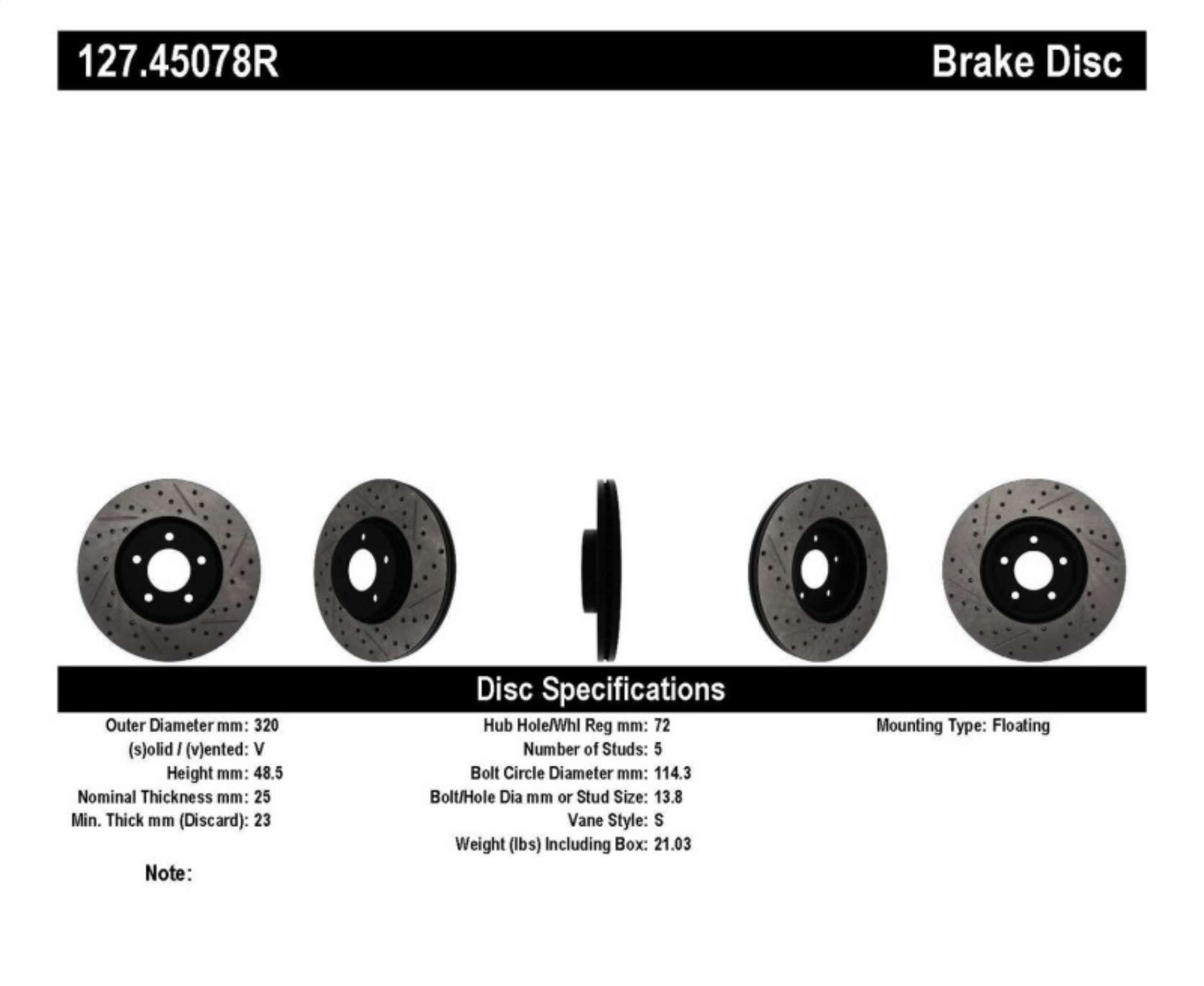 Picture of StopTech 07-09 Mazda 3 Right Front Slotted & Drilled Rotors