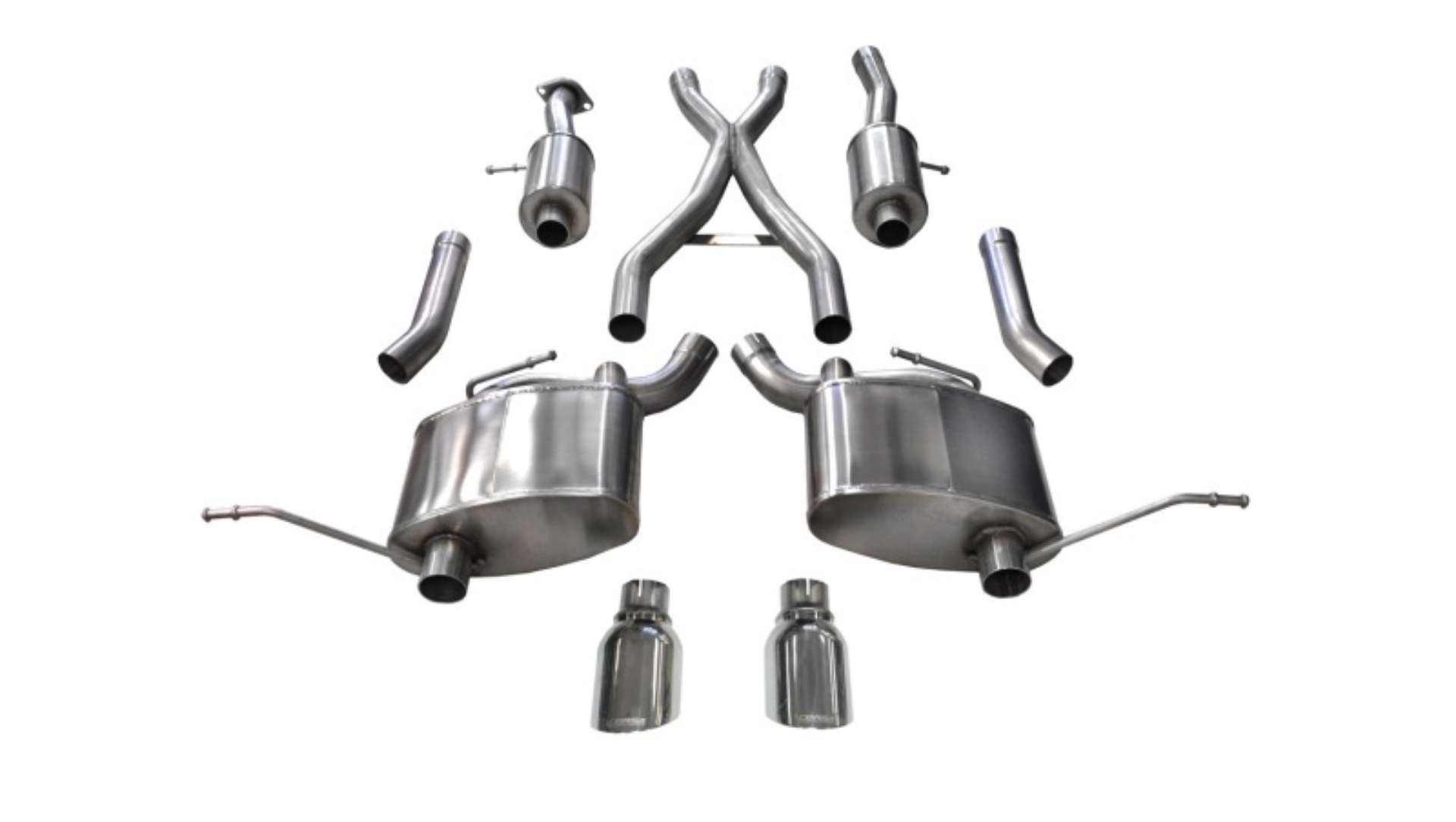 Picture of Corsa 2011-2021 Jeep Grand Cherokee Polished 2-5in Dual Rear Exit Cat-Back Exhaust