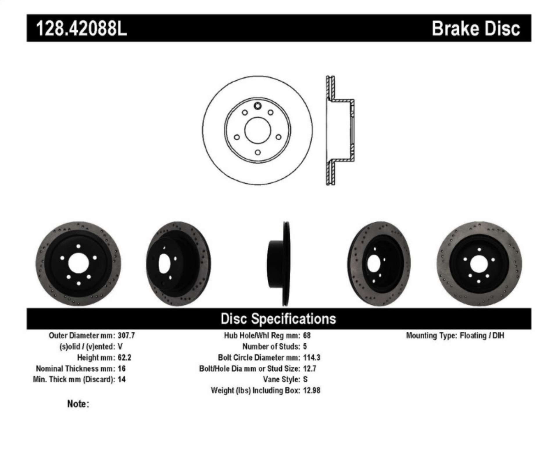 Picture of StopTech 08-09 Infiniti EX35 - 05-08 G35 - 09 G37 - 06-09 M35-M45 Drilled Left Rear Rotor