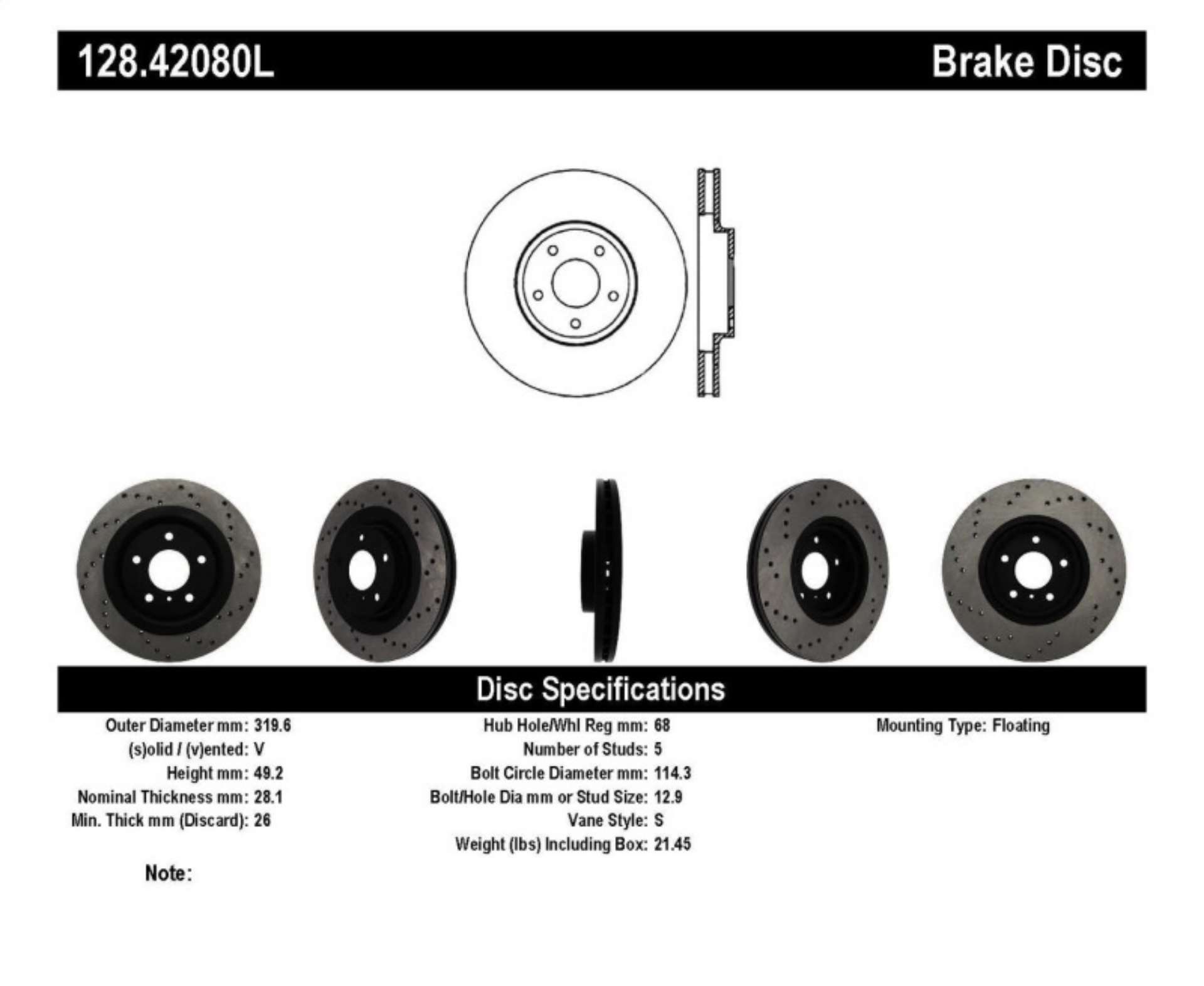 Picture of StopTech 08-09 Infiniti EX35 - 05-08 G35 - 09 G37 - 06-09 M35-M45 Drilled Left Front Rotor