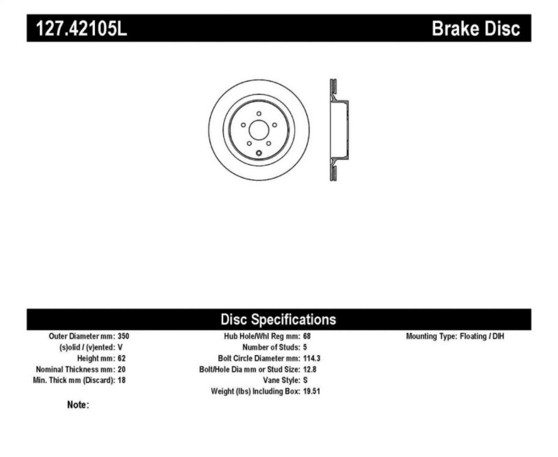 Picture of StopTech 09 Infiniti FX50 SportStop Slotted & Drilled Rear Left Rotor