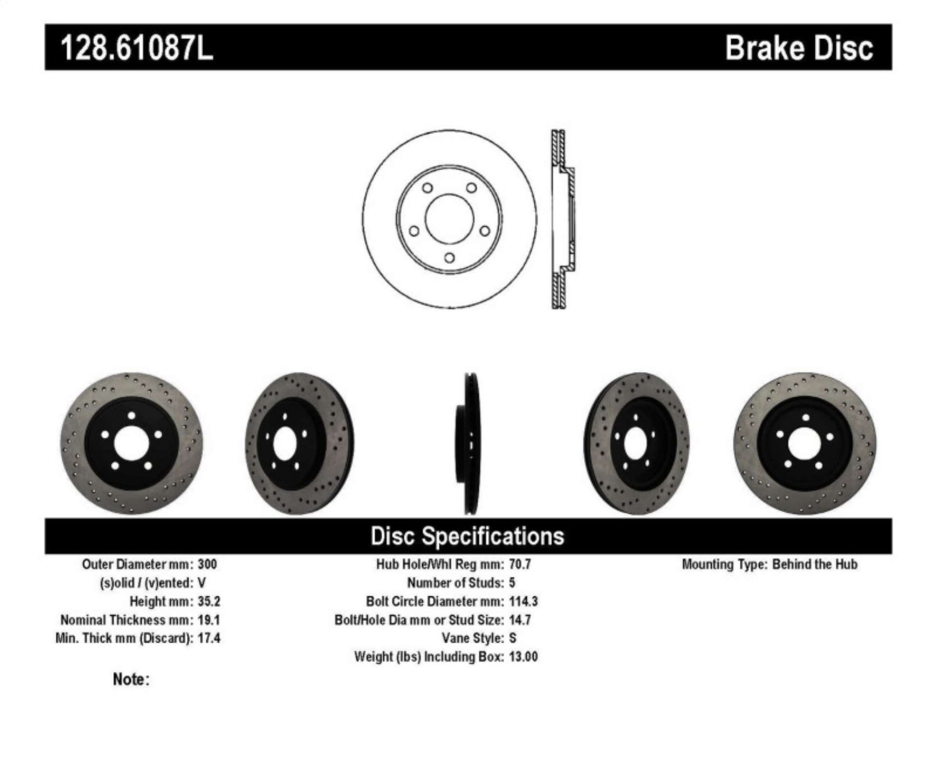 Picture of StopTech 05-10 Ford Mustang V6-4-0L - GT V8-4-6L Cross Drilled Left Rear Rotor