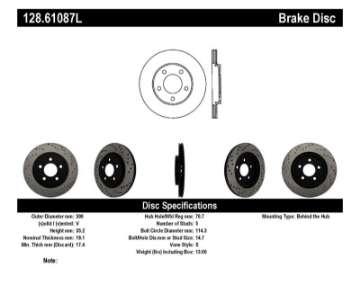 Picture of StopTech 05-10 Ford Mustang V6-4-0L - GT V8-4-6L Cross Drilled Left Rear Rotor