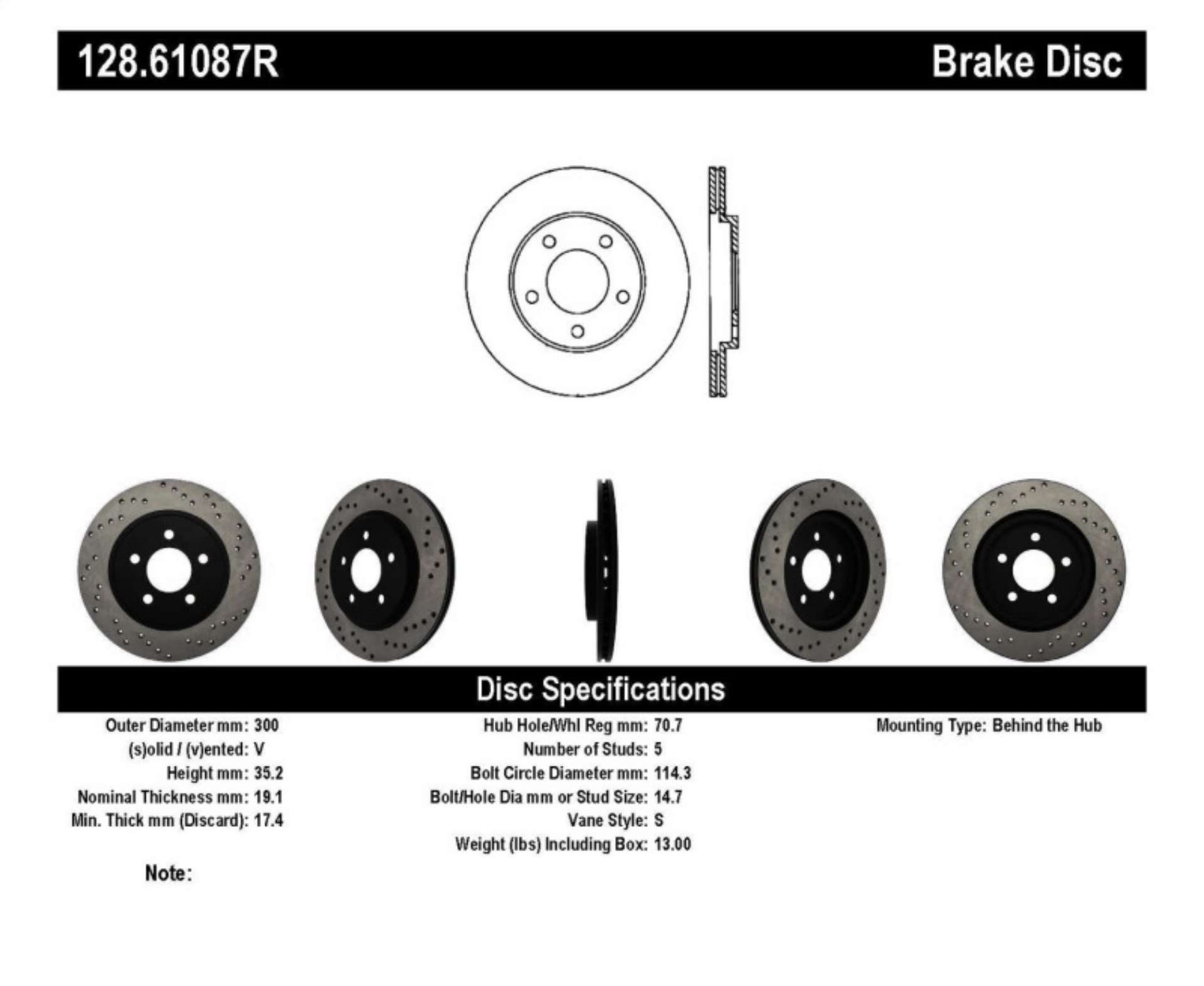 Picture of StopTech 05-10 Ford Mustang V6-4-0L - GT V8-4-6L Cross Drilled Right Rear Rotor