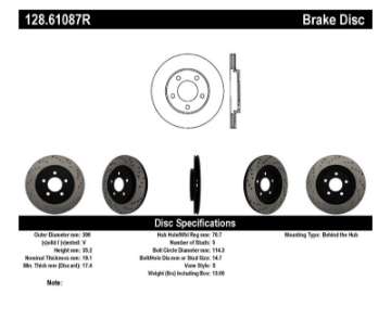 Picture of StopTech 05-10 Ford Mustang V6-4-0L - GT V8-4-6L Cross Drilled Right Rear Rotor