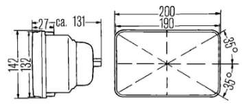 Picture of Hella Vision Plus 8in x 6in Sealed Beam Conversion Headlamp - Single Lamp