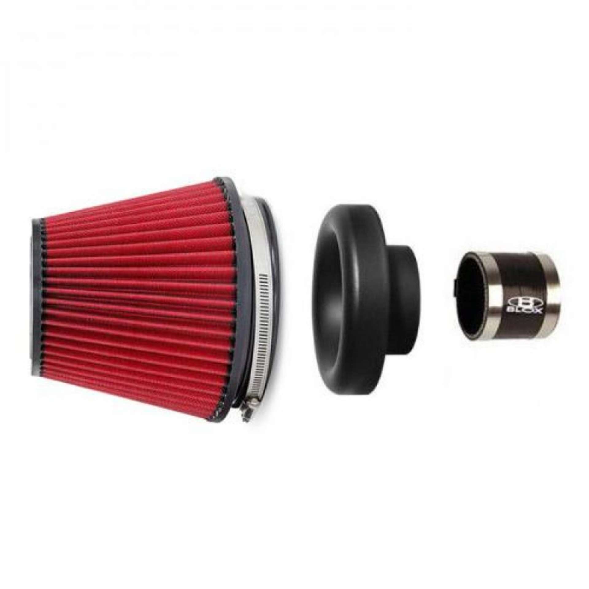 Picture of BLOX Racing Performance Filter Kit w- 3-5inch  Velocity Stack Red Filter and 3-5inch Silicone Hose