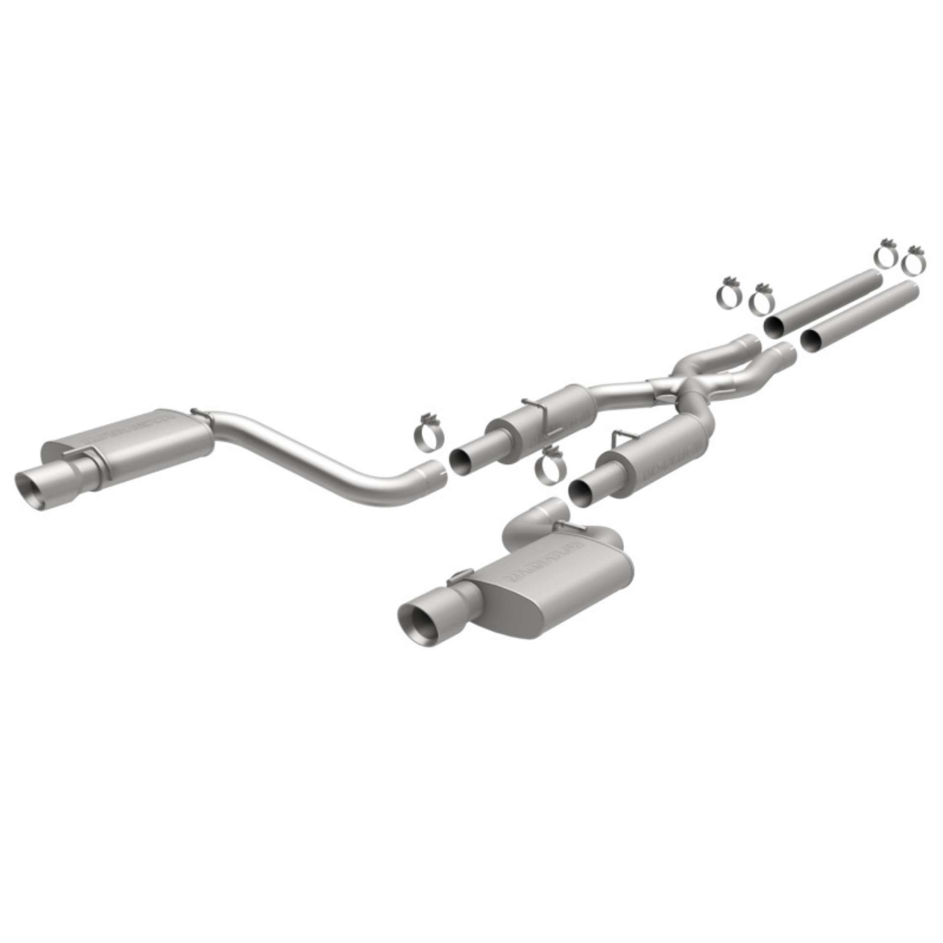 Picture of MagnaFlow 11-12 Dodge Charger SRT-8 Hemi Dual Split Rear Exit Stainless Cat-Back Performance Exhaust