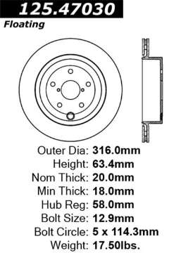 Picture of Stoptech 08-10 Subaru Impreza WRX STi Rear Premium High-Carbon CRYO Rotor