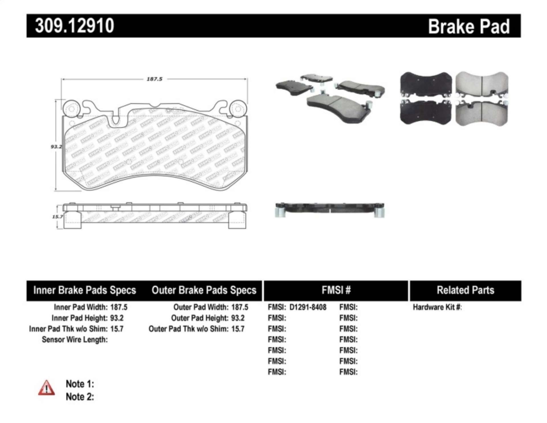 Picture of StopTech Mercedes Benz Front Performance Brake Pads