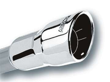 Picture of Borla 2-25in Inlet 3-5in Round Rolled Angle Cut Intercooled Outlet x 6-5in Long Embossed Tip