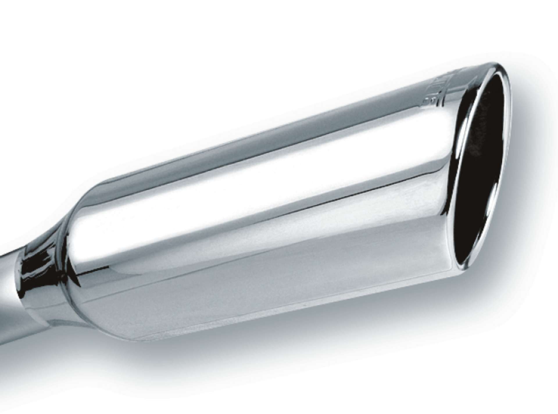 Picture of Borla 2-25in Inlet 4in Round Rolled Angle Cut x 12in Long Embossed Exhaust Tip