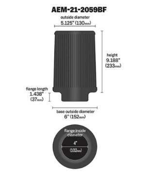 Picture of AEM Dryflow 4in- X 9in- Round Tapered Air Filter