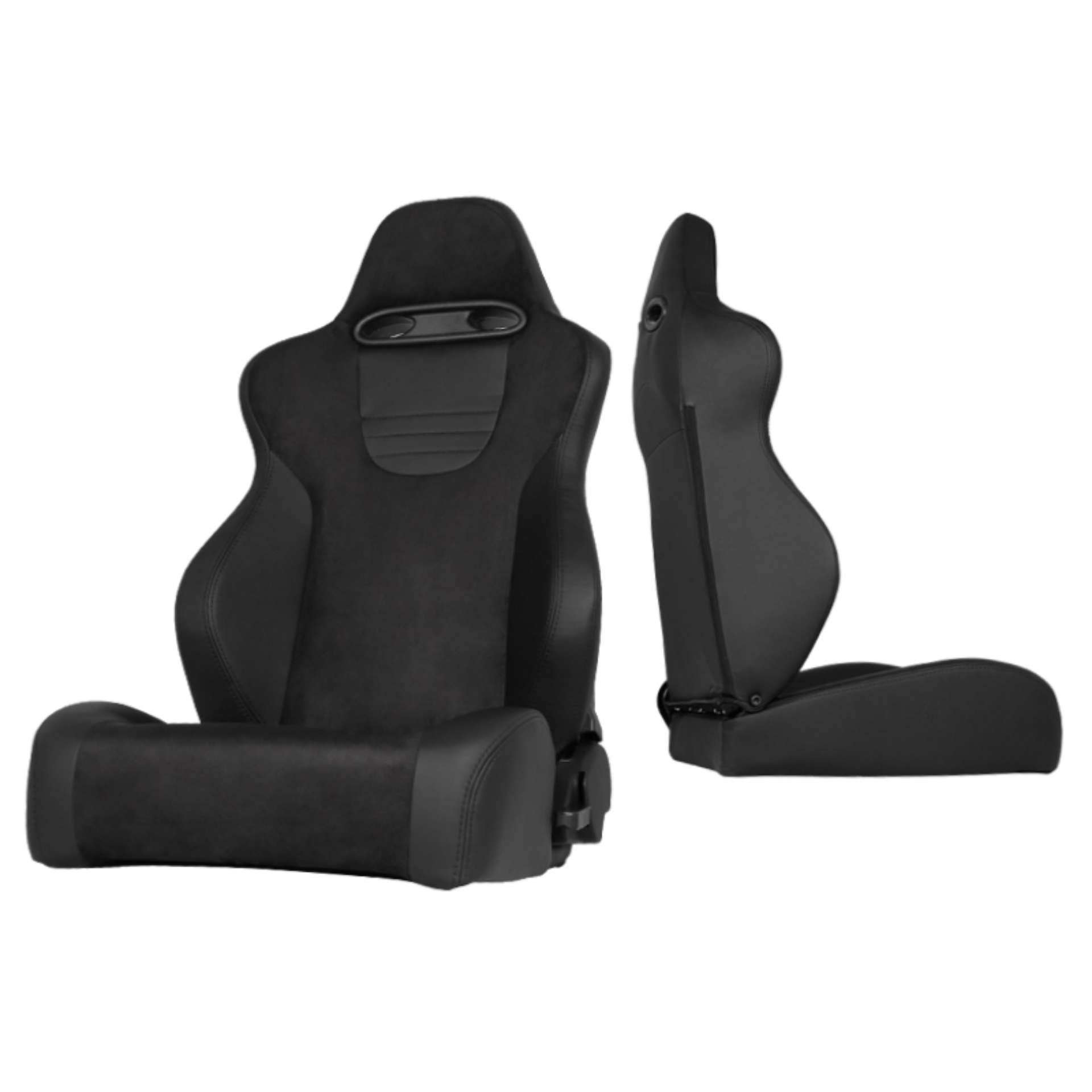 Picture of Xtune Srt Style Racing Seat Suede-Pu Double Slider Black-Black Driver Side RST-SRT-03-BK-DR