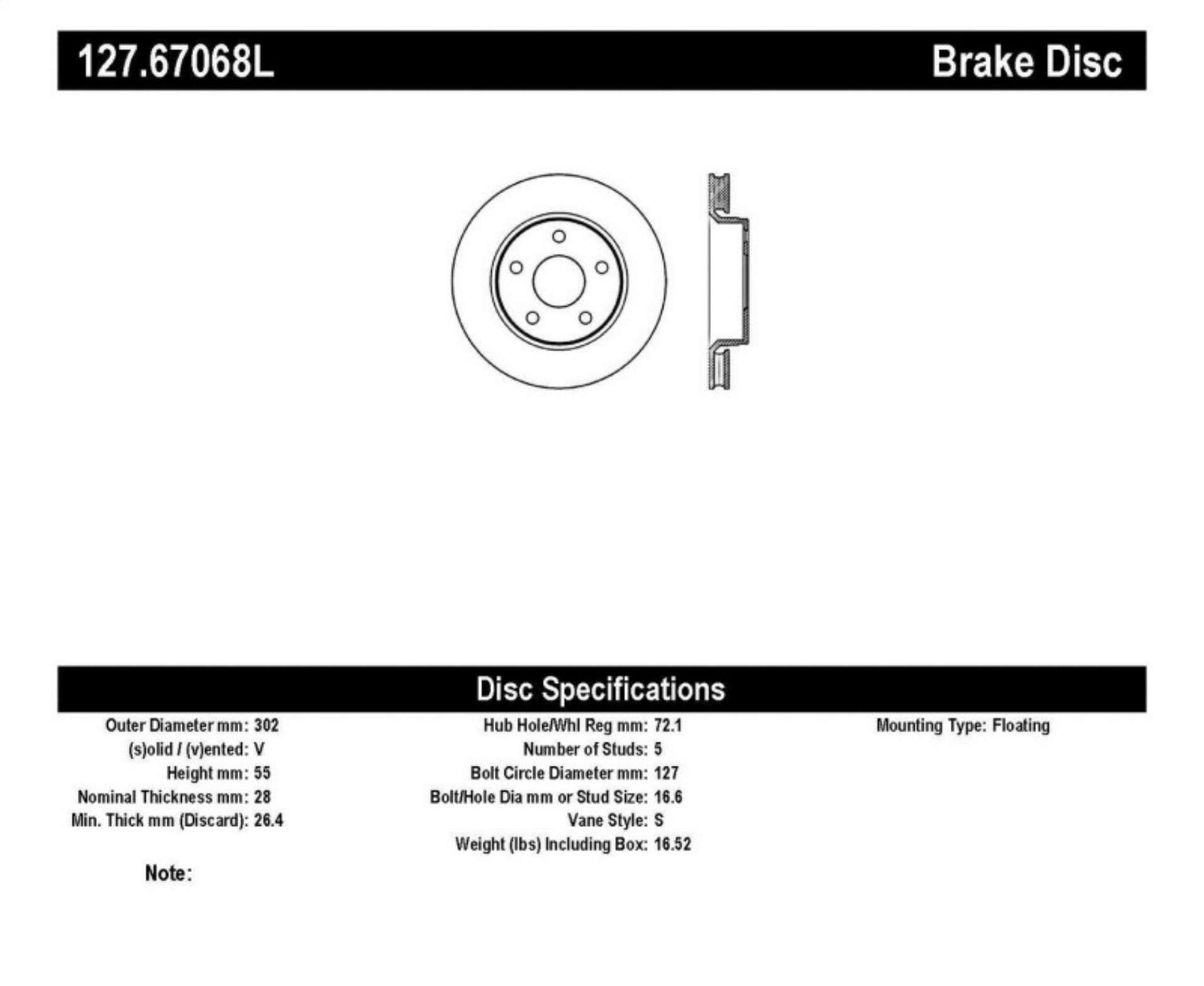 Picture of StopTech 07-13 Jeep Wrangler Slotted & Drilled Left Front Rotor