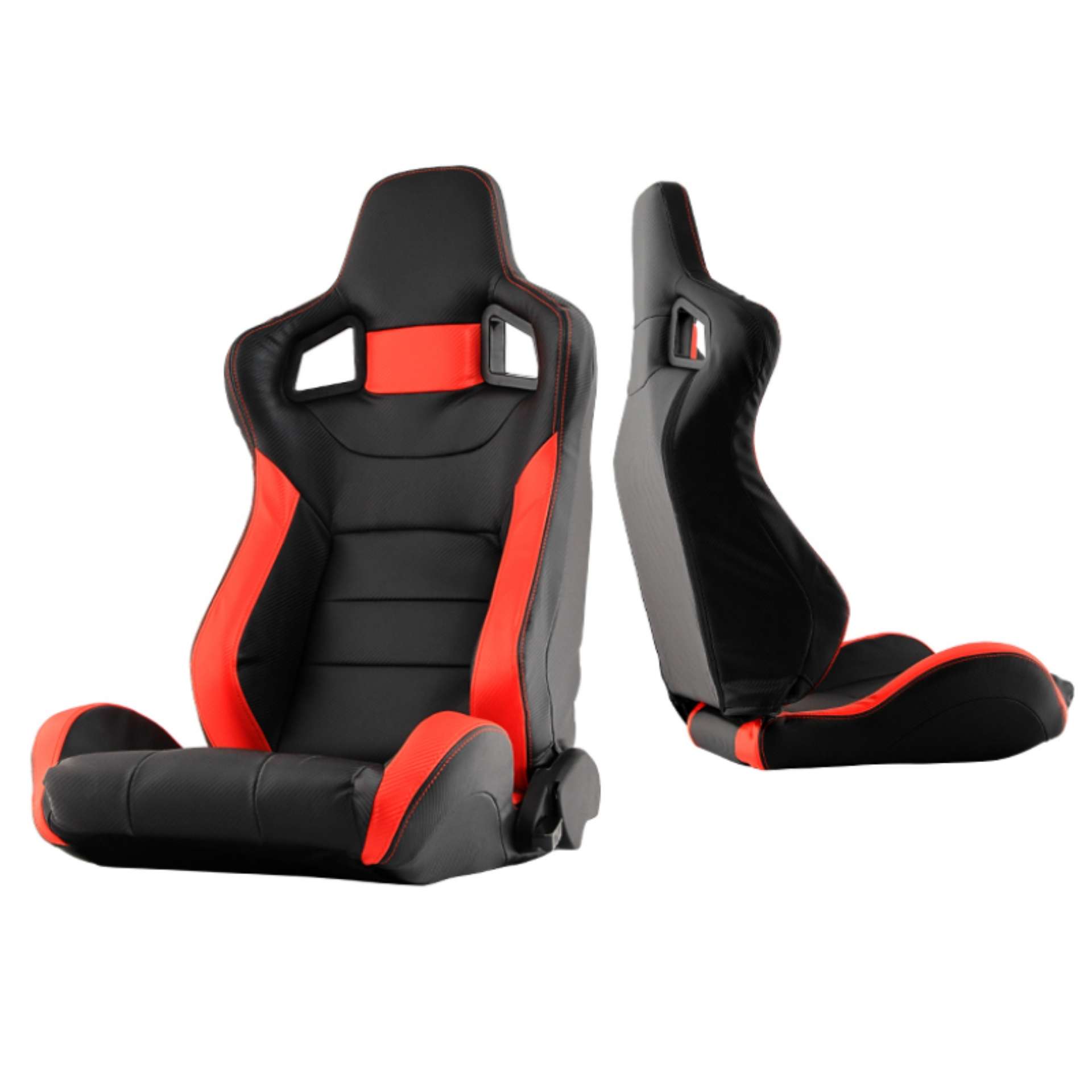 Picture of Xtune Scs Style Racing Seat Carbon Pu Double Slider Black-Red Driver Side RST-SCS-02-BKR-DR