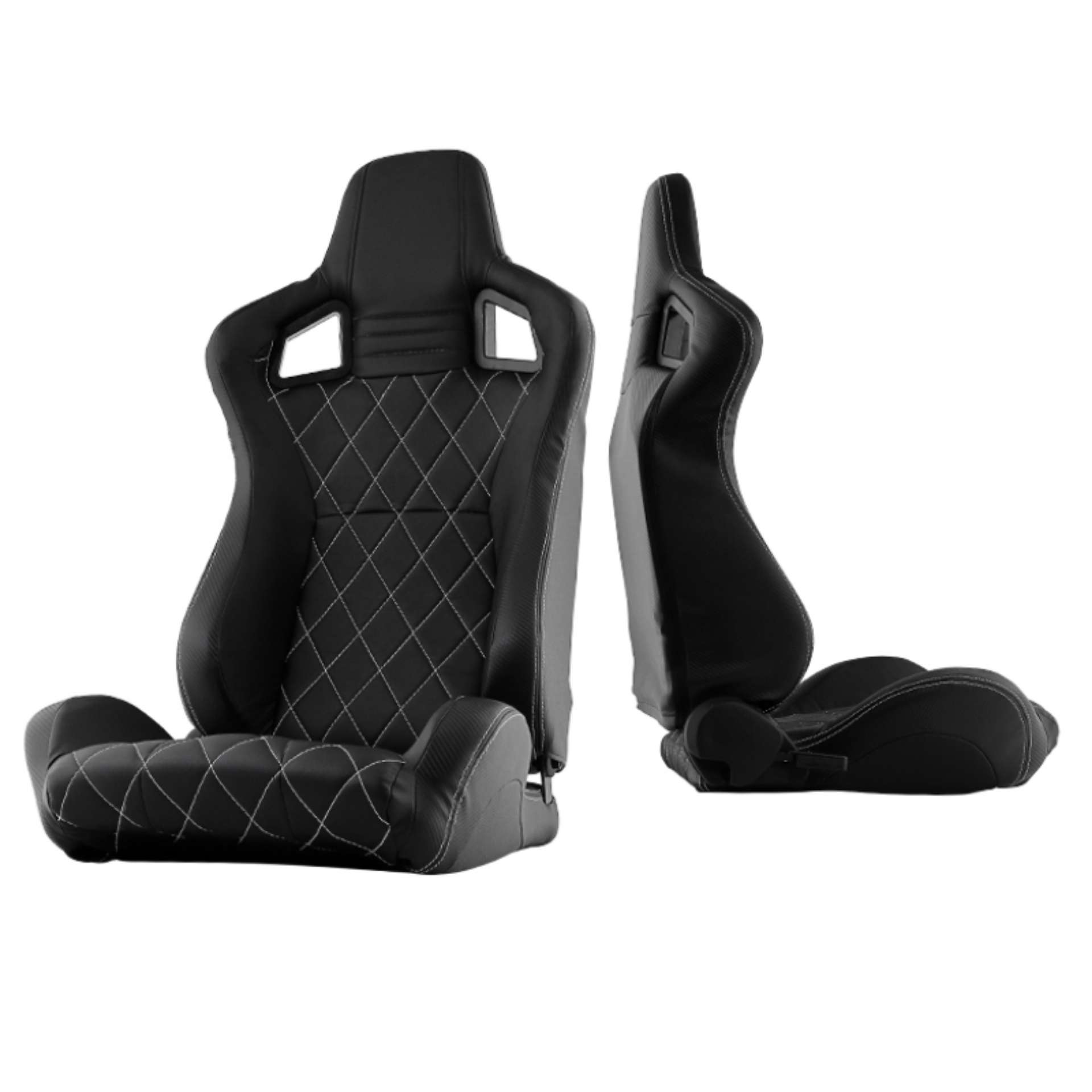 Picture of Xtune Scs Style Racing Seat Carbon Pu White X Black-Black Passenger Side RST-SCS-05-BKWX-PA