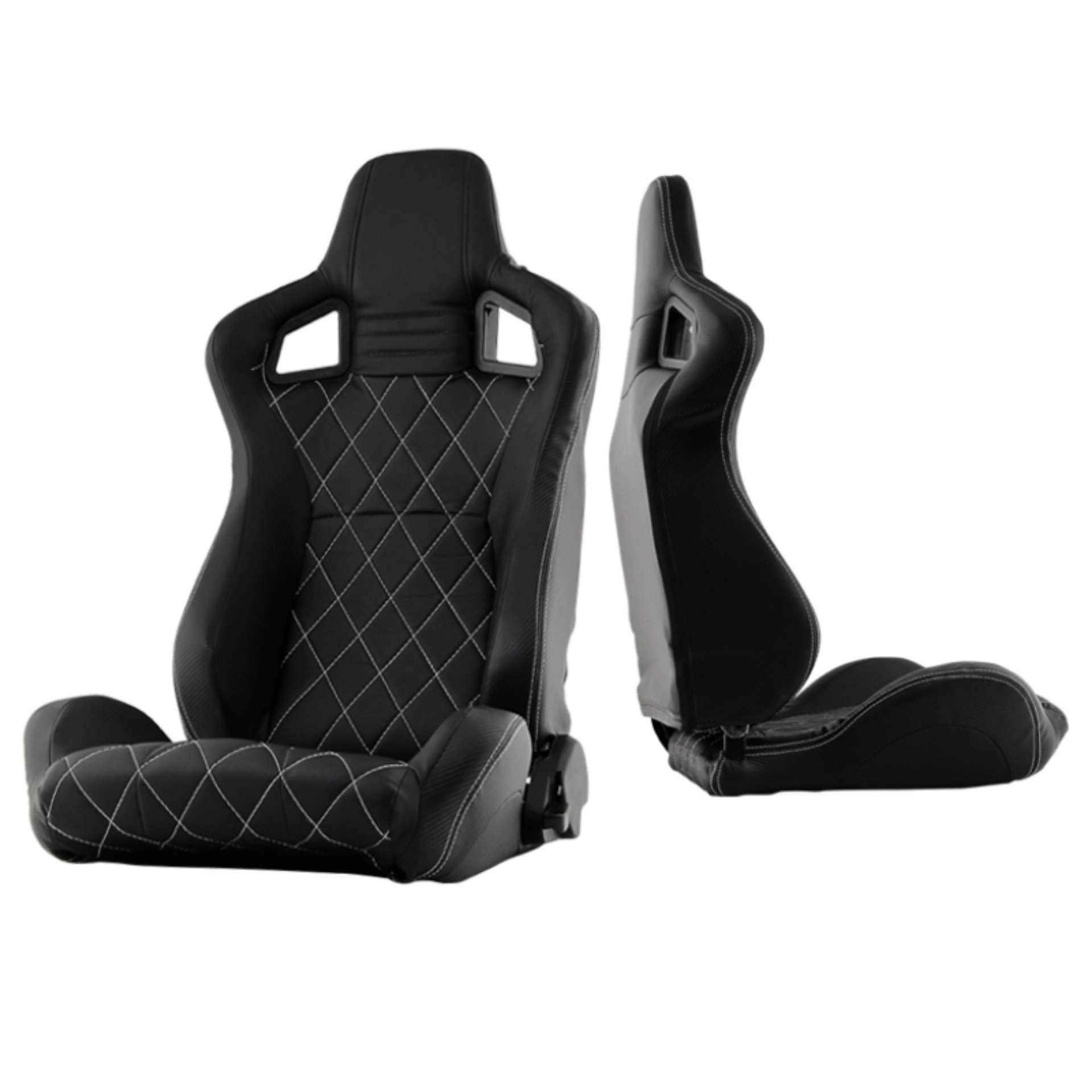 Picture of Xtune Scs Style Racing Seat Carbon Pu White X Black-Black Driver Side RST-SCS-05-BKWX-DR