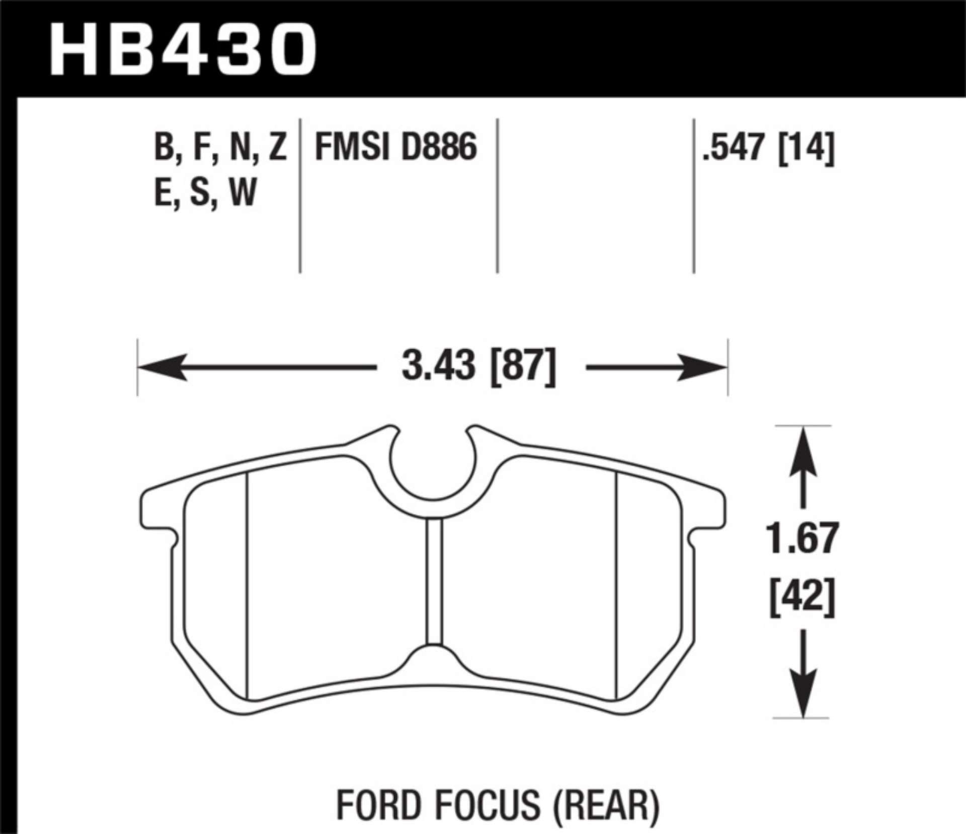 Picture of Hawk 00-07 Ford Focus HPS 5-0 Rear Street Brake Pads