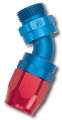 Picture of Russell Performance -10 AN Red-Blue 45 Degree Swivel Dry Sump Hose End -8 Port 3-4in-16 Thread