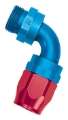 Picture of Russell Performance -10 AN Red-Blue 90 Degree Swivel Dry Sump Hose End -10 Port 7-8in-14 Thread