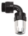 Picture of Russell Performance Swivel Hose End Assy #10 AN Male SAE Port to #8 Hose 90 Deg Clr-Blk Anodized