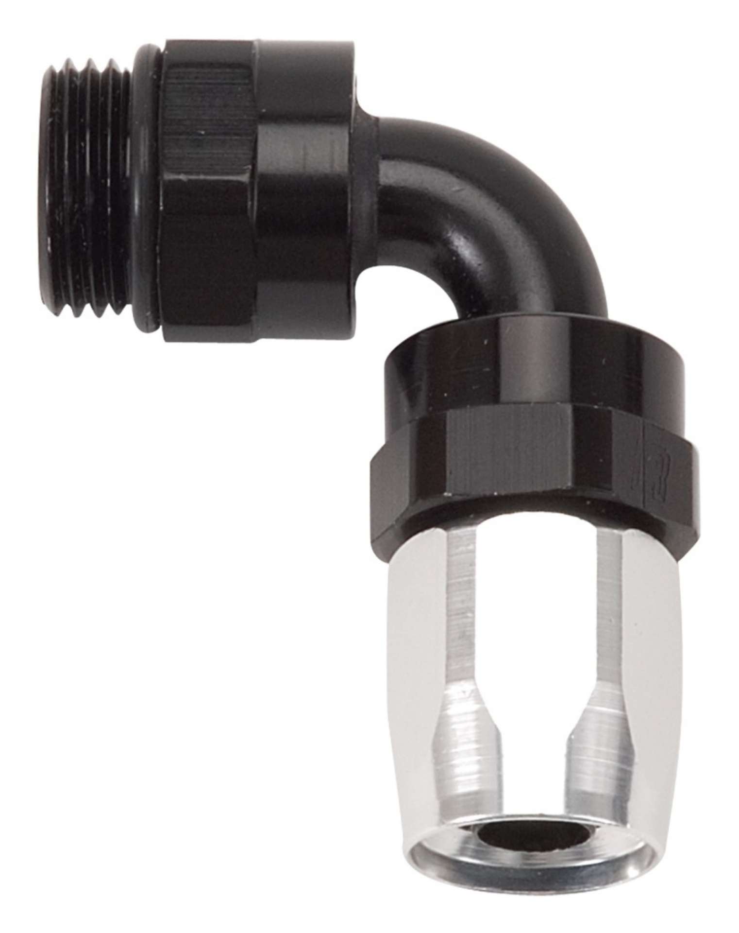 Picture of Russell Performance Hose End #6 to #6 Radius Inlet Port 90 Deg Blk-Clr