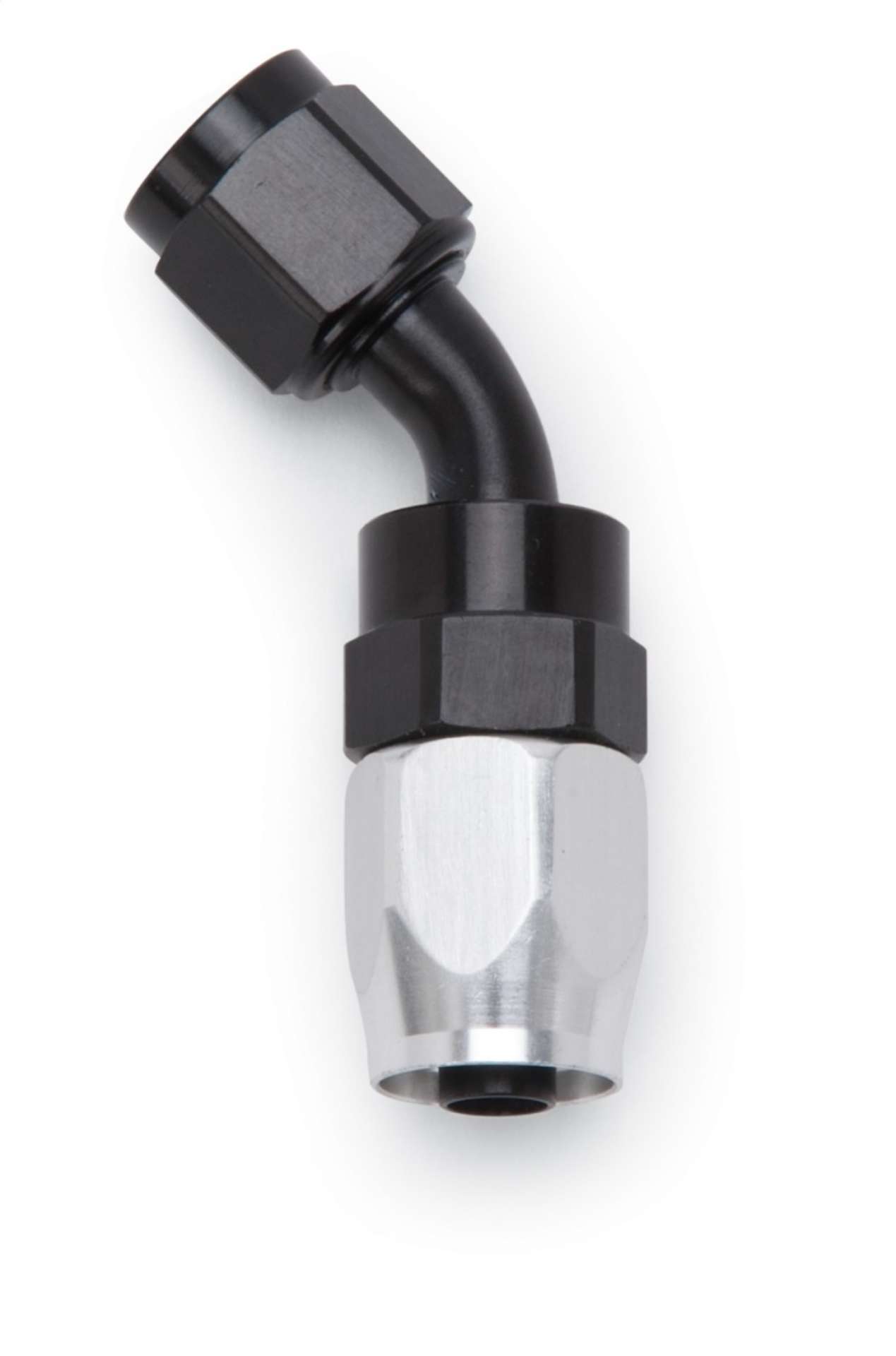 Picture of Russell Performance -6 AN Black-Silver 45 Degree Full Flow Swivel Hose End