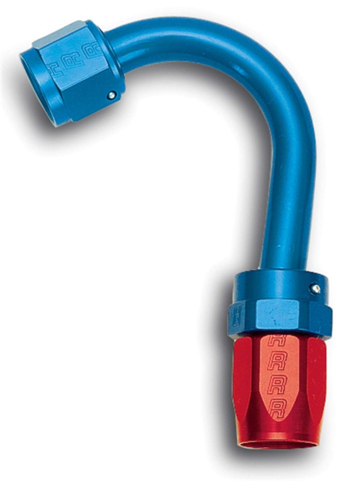 Picture of Russell Performance -10 AN Red-Blue 150 Degree Full Flow Swivel Hose End With 1-1-4in Radius