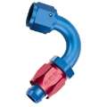 Picture of Russell Performance -6 AN Red-Blue 120 Degree Full Flow Swivel Hose End With 9-16in Radius