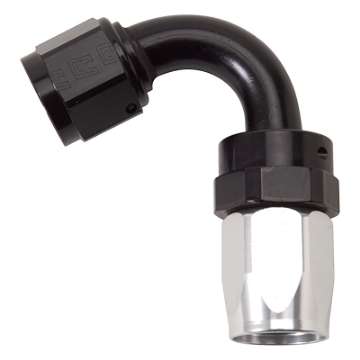 Picture of Russell Performance -6 AN Black-Silver 120 Degree Tight Radius Full Flow Swivel Hose End