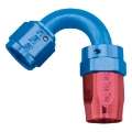 Picture of Russell Performance -8 AN Red-Blue 120 Degree Full Flow Swivel Hose End With 3-4in Radius